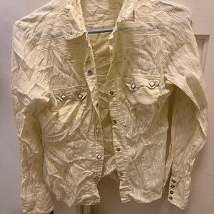 Roper Cream/Yellow Snap-Up Shirt with Diamond Accents & Unique striped pattern